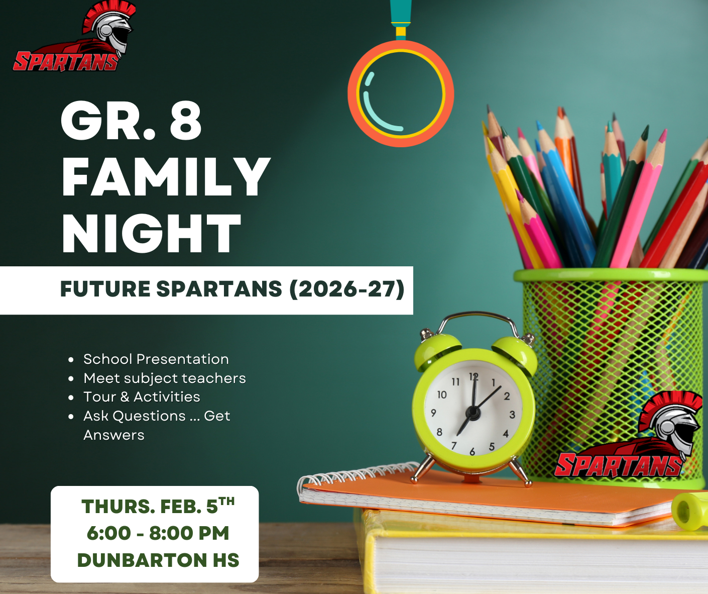 Grade 8 Night - February 5 from 6-8pm